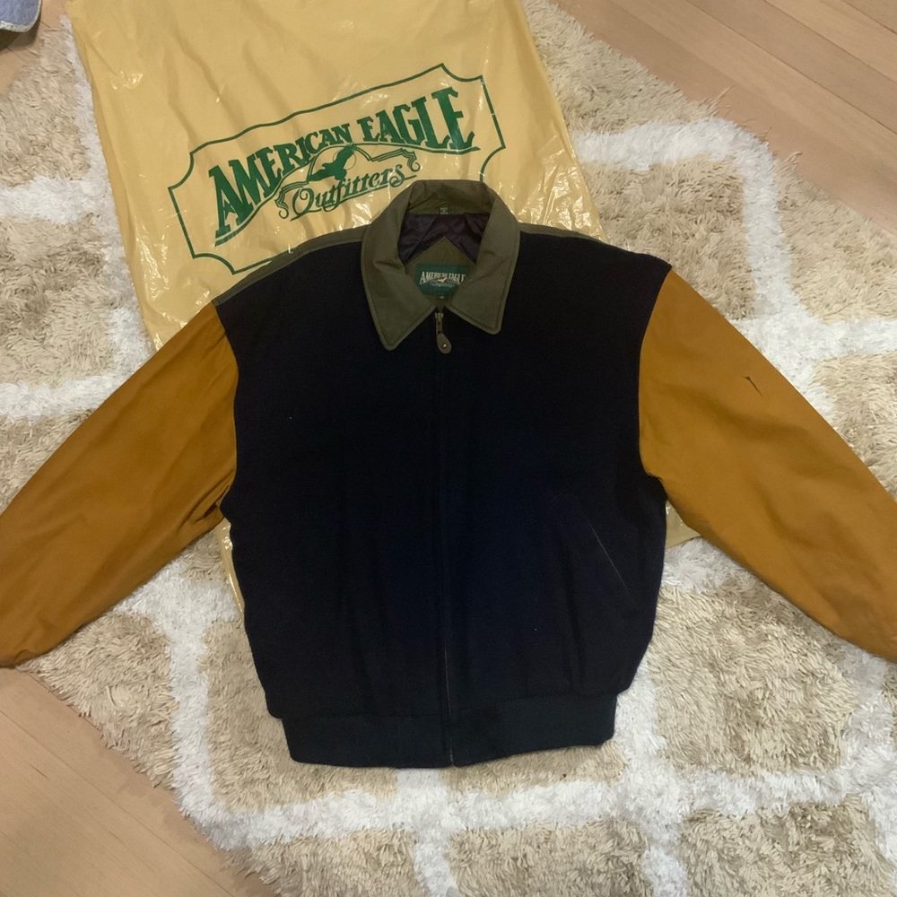 Vintage American Eagle leather and wool jacket